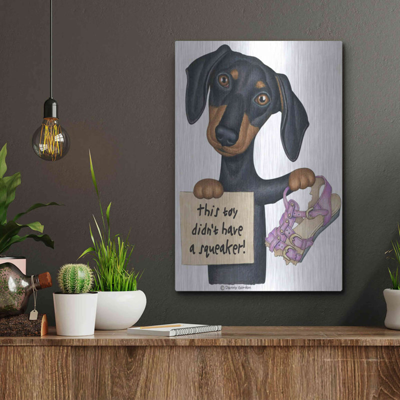 «Squeaky Black Dachshund» par Danny Gordon, H 16 po x l 12 po