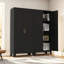 Armoire de 61 po en métal noir avec tablettes réglables et 2 portes, convenant à la chambre à coucher, au salon, au couloir - peu encombrante, au bureau facile à assembler, propre-2074548379