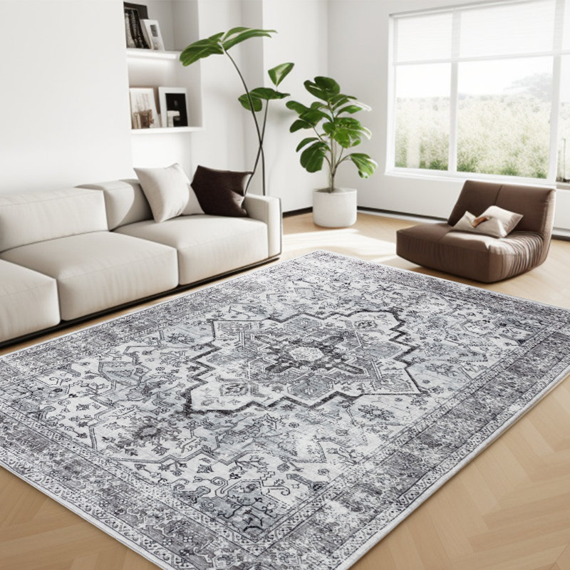 Vintage Oriental Machine Washable Area Rug, Rectangle 4' x 6'
