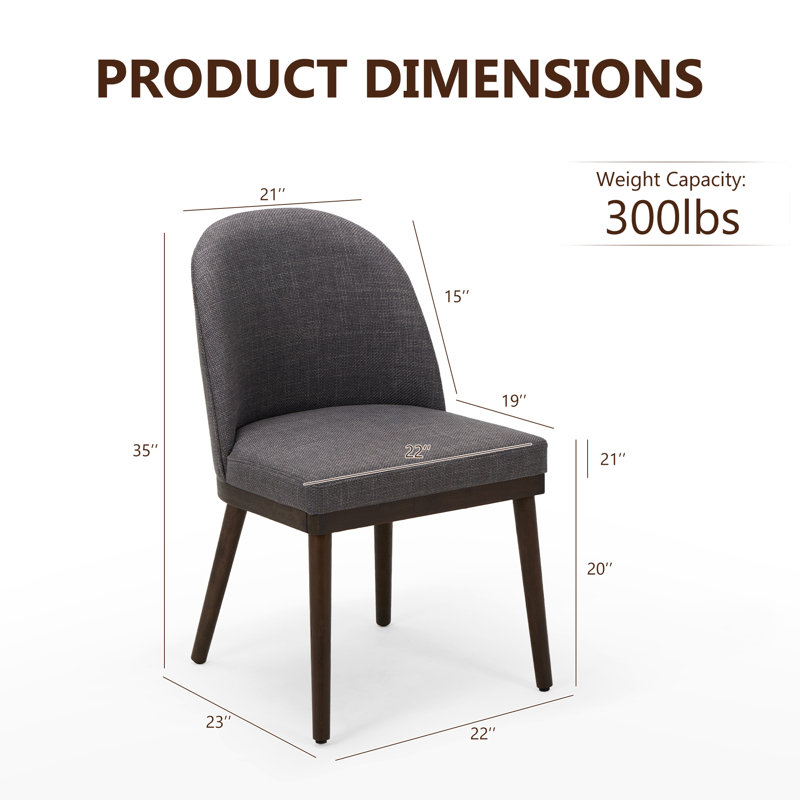 Upholstered Side Dining Chairs, 4, Dark Gray