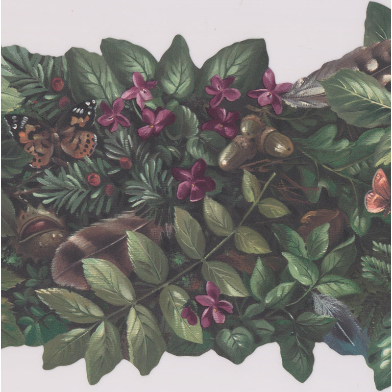 Bordure de papier peint floral et botanique Motta Flowers Greenery Retro Design L 15 pi x l 8,5 po