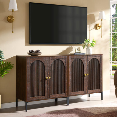 Meuble télé en bois avec rangement et tablettes Modern Modern