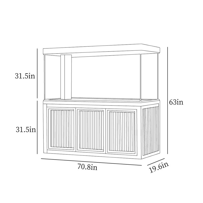 Réservoir d'aquarium rectangulaire simple et moderne Eco, Gris, 190 gallons (H 63 po x l 70,8 po x P 19,6 po)