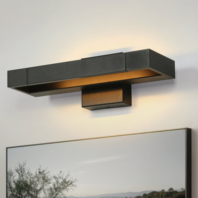 1-Light 15.7" Modern Black LED Bathroom Vanity Light, Rotatable Wall Sconce, Dimmable 5CCT Horizontal or Vertical Flush-Mount Wall Light