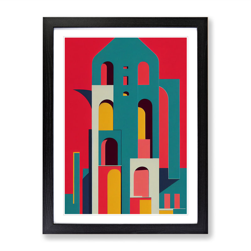 Bold Architecture No.2 Abstract - Single Picture Frame Print, Black, 64cm H x 46cm W x 2cm D