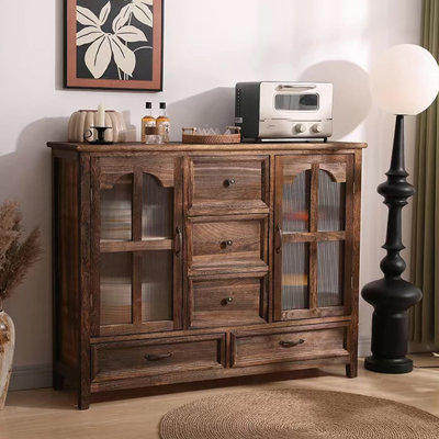 Modern Nut-Brown Solid Wood Sideboard