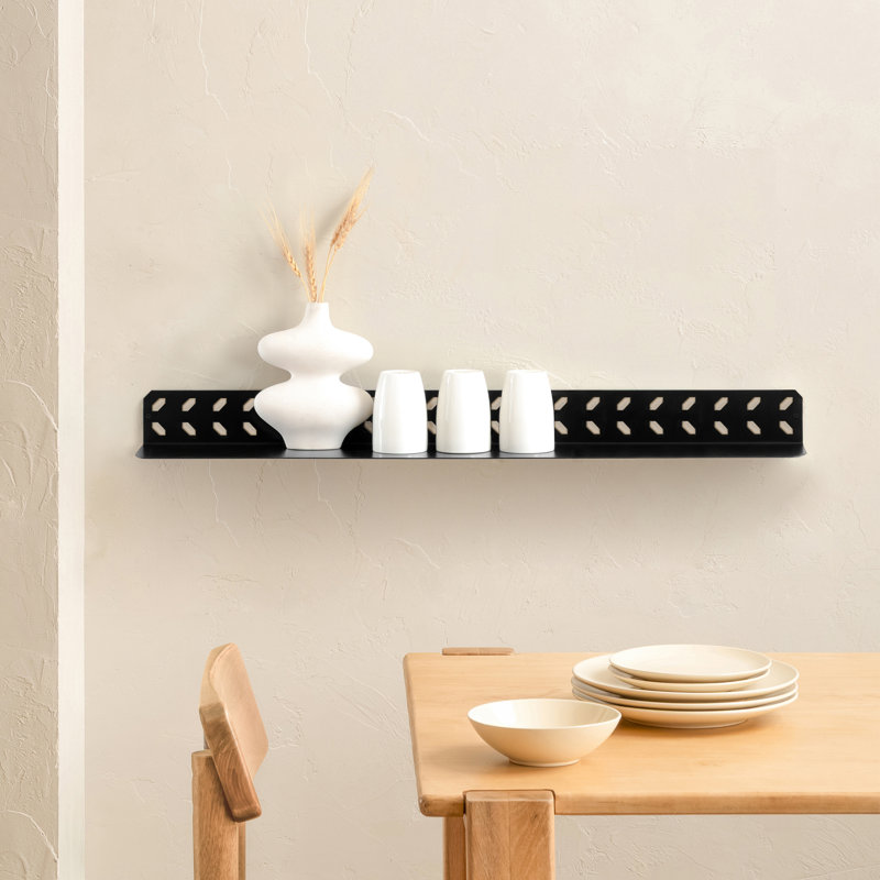 Tablettes flottantes murales en métal l 36 po Alma, Noir, H 3 po x l 36 po x P 6 po