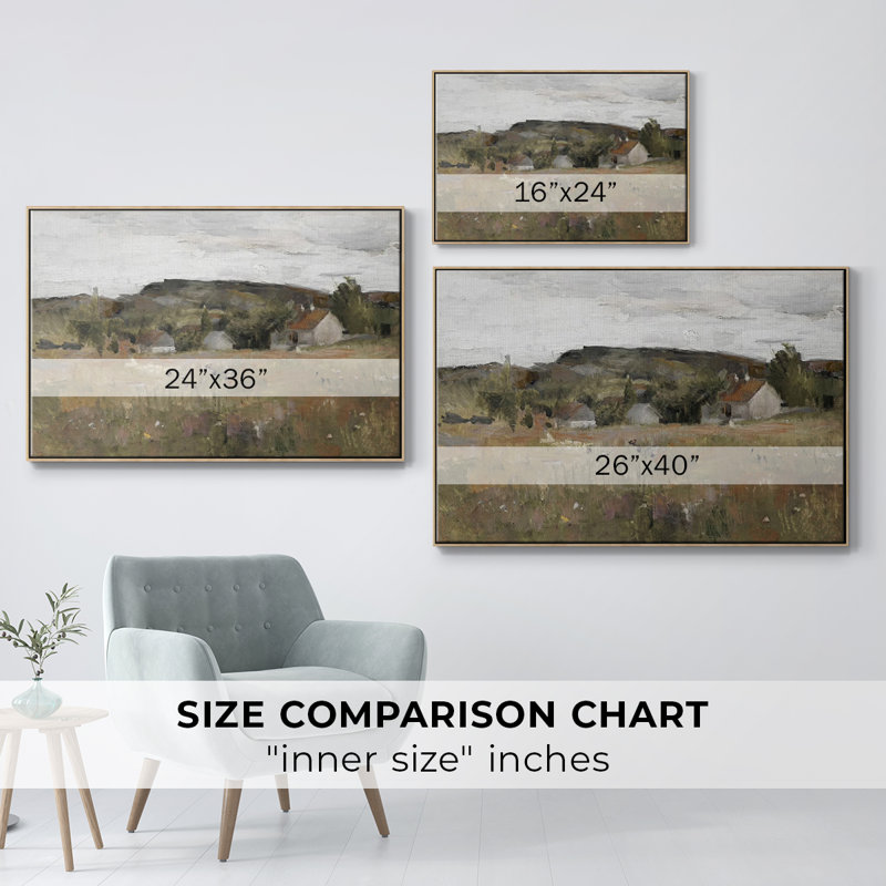 Paysage rétro - DCLXV III, 27" H x 41" W x 2cm D, Toile naturelle avec cadre flottant