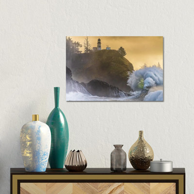 Cape Disappointment Lighthouse - Washington Coast King Tides - Wall Art Print - Wrapped Canvas