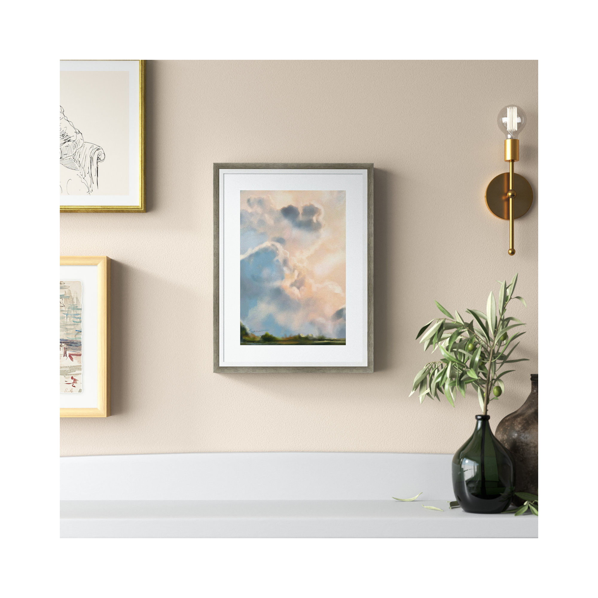 Cloud I by Mary Sparrow, Silver Framed, 30" W x 41" H x 2" D