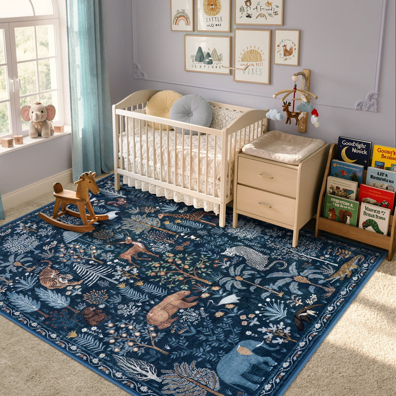  Tapis lavable et animal pour chambre d'enfant Goldene, Rectangle 5 pi x 7 pi