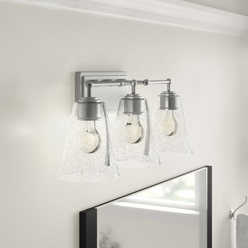 Lumière de meuble-lavabo à intensité variable, Nickel brossé, Verre cisaillé transparent, 3