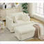 Chaise longue minimaliste en velours côtelé beige de 47,7 po avec repose-pieds mobile et amp; 2 coussins | 1 place | Compact-158430349