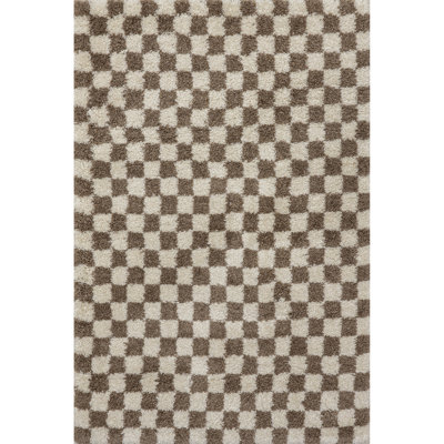 Adelaide Mid-Century Checkered Shag Area Rug