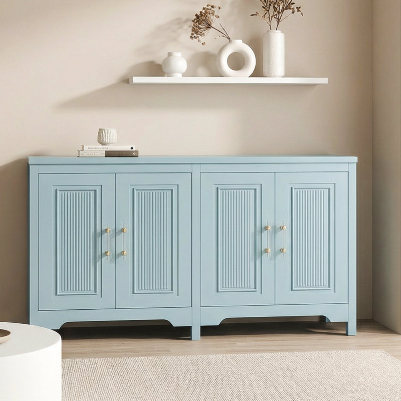Armoire de rangement verte à 4 portes avec tablettes réglables - Buffet moderne pour la cuisine et le salon, Blue