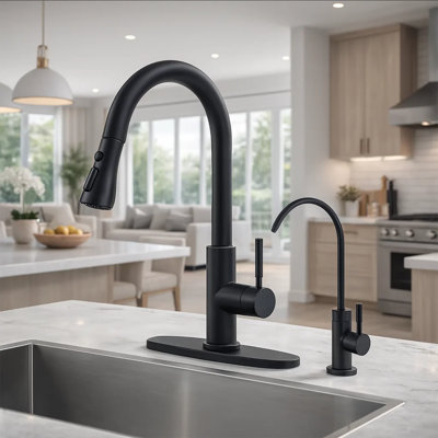 Lead-free Stainless Steel Drinking Water Faucet With 360° Swivel High-arc Spout