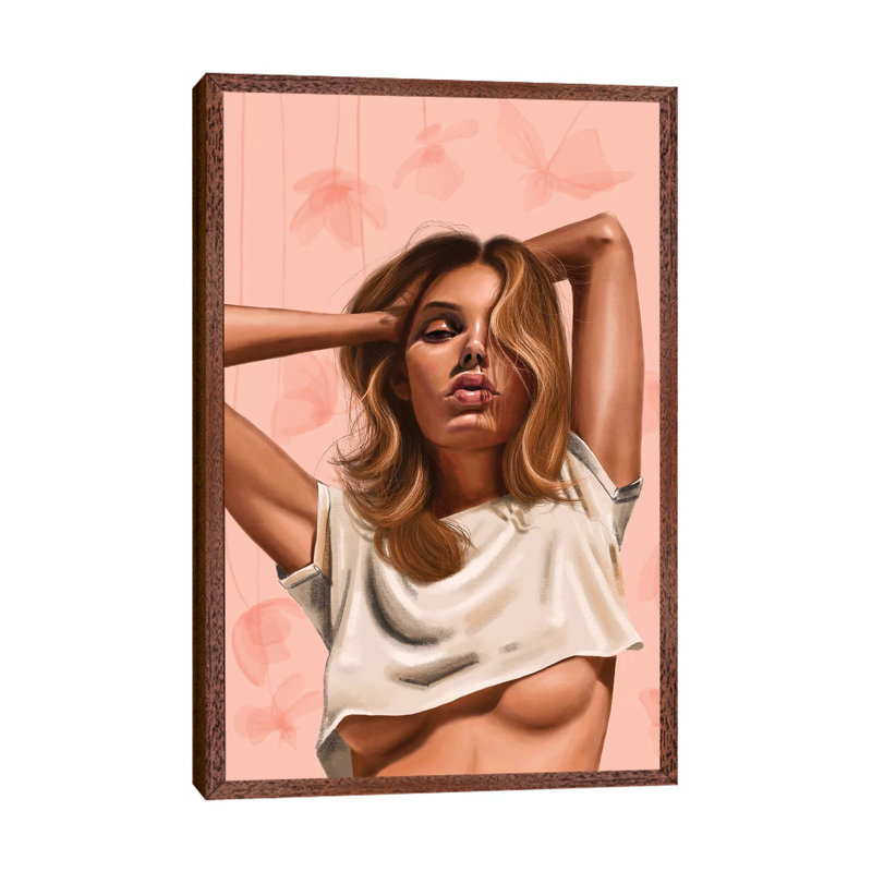 Peachy by Teodora Jelenic - Painting on Canvas, Classic Brown Wood Framed, 152.5 cm H x 101.5 cm W