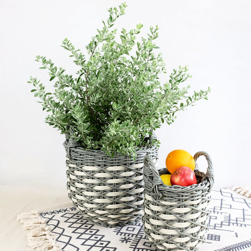 Rangement et buanderie gris et beige, fait à la main, pour ranger divers articles avec poignées empilables