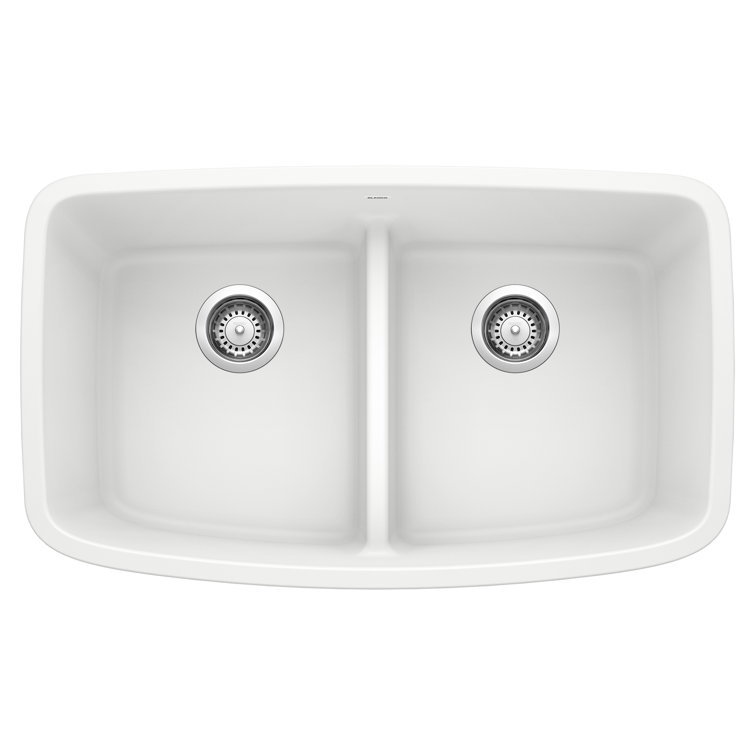 Blanco 442199 Valea SILGRANIT 32" 50/50 Double Bowl Undermount Kitchen Sink with Low Divide