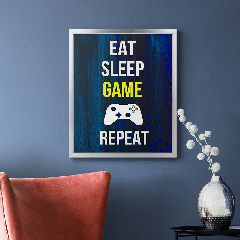 Toile encadrée de qualité supérieure Gamer at Play V - prête à être accrochée, Argent, H 24 po x l 20 po