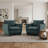 Oversized Chenille Fabric Accent Chair (Set of 2, GREEN）-1011770132