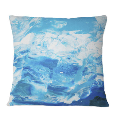 Turquoise Luxury Abstract Fluid Art II - Modern Printed Throw Pillow