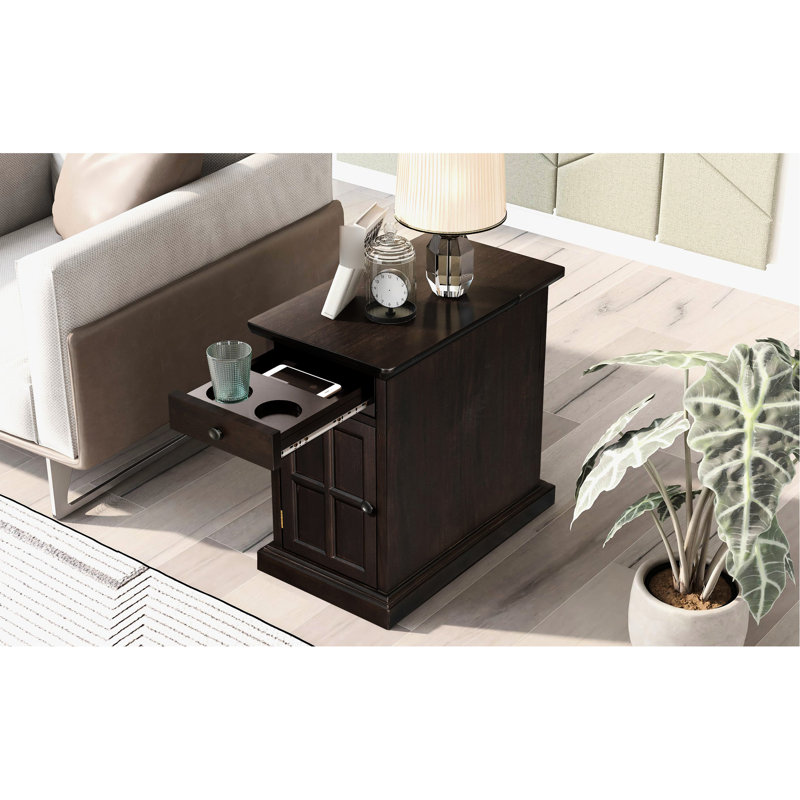 Table de bout Vintage Livingroom avec port et porte-gobelet