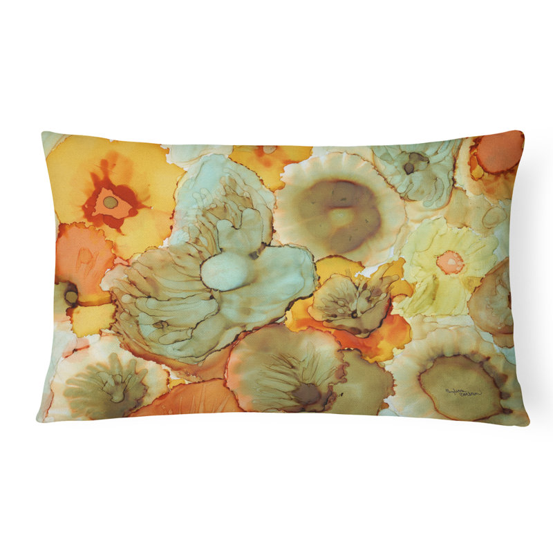  Abstract Flowers Fabric Indoor/Outdoor Throw Pillow