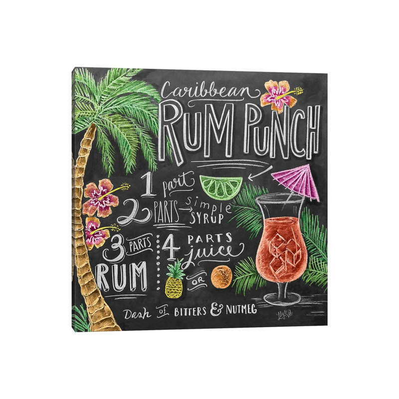 Rhum Punch Recipe - impression sur toile tendue, H 12 po x l 12 po x P 0,75 po