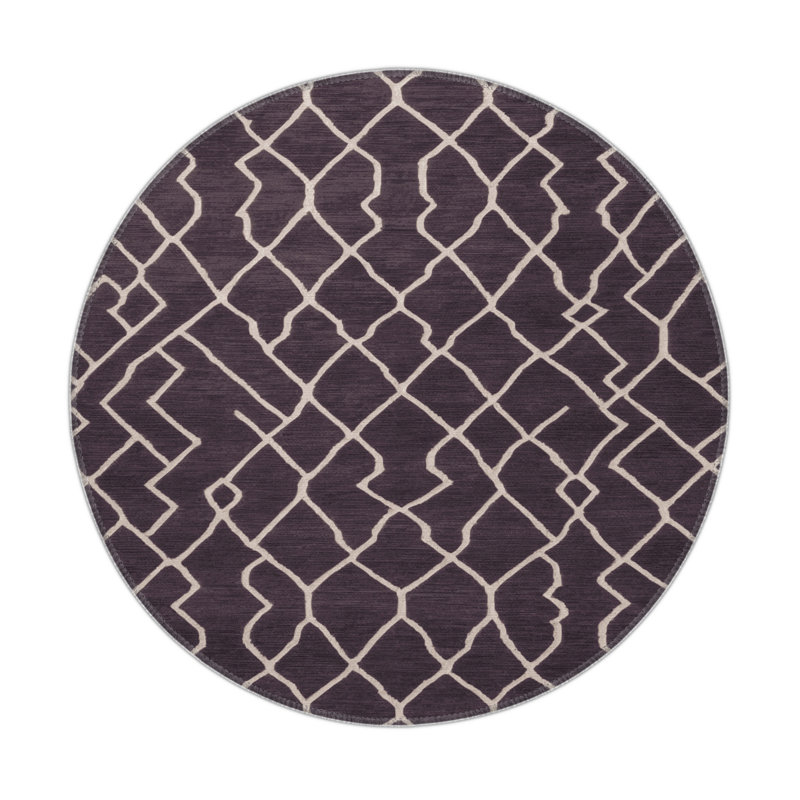 Tapis mauve intérieur et extérieur Trellis, Rond 5 pi