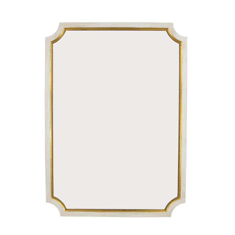 Tulip Rectangle Wall Mirror, Antiqued White/Gold Leaf