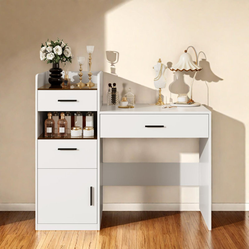 3-in-1 Vanity Desk With Flip Top Mirror And Hidden Storage