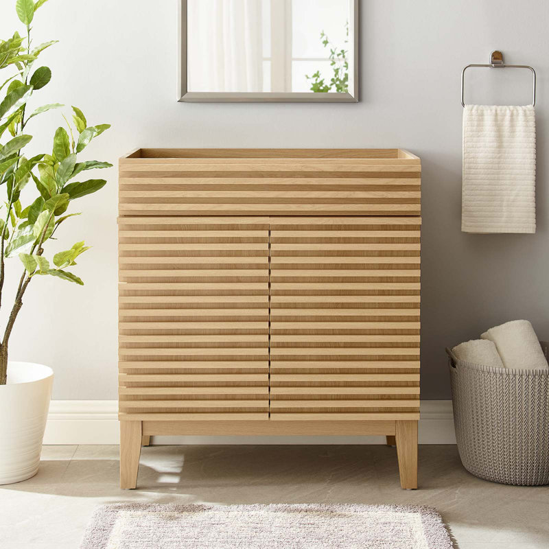 Render 30" Oak Mid-Century Modern Bathroom Vanity