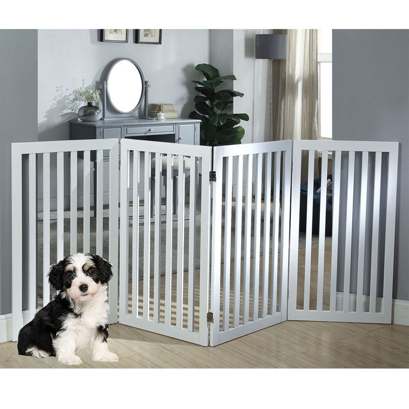 Huxley Wood Free Standing Pet Gate with a Pair of Support Feet, 36" H x 80" W x 0.71" D, White