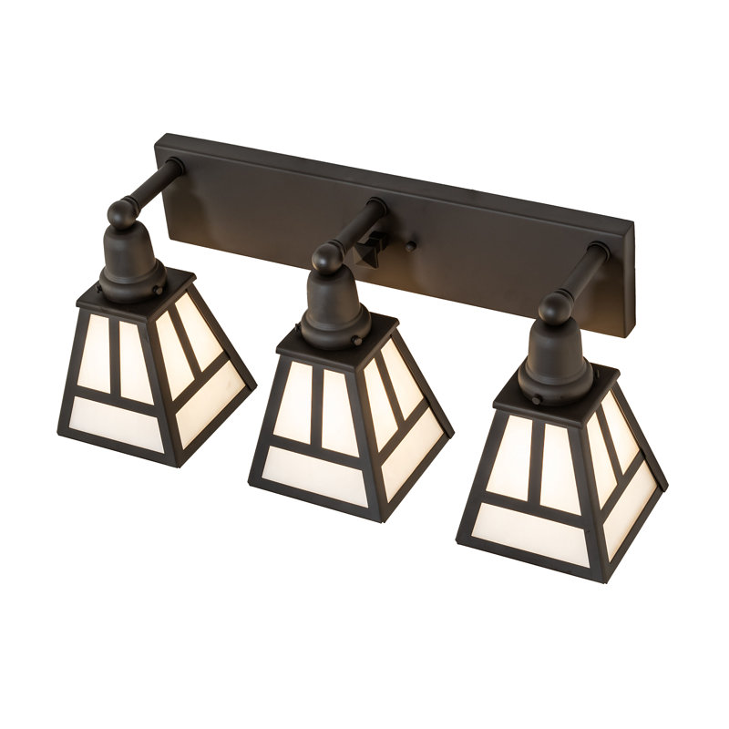 "T" Mission 3-Light Vanity Light, 10" H x 24" W x 8" D, White, Oil Rubbed Bronze
