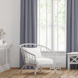 Walker Ticking Stripe Indigo/Ivory Cotton Grommet Top Drapery Panel Set of 2