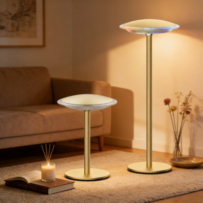 Lampe de table rechargeable sans fil avec luminosité à intensité variable, commande tactile 7 couleurs et autonomie de 48 heures - Veilleuse portable pour la lecture, la salle à manger et la décoration intérieure (paquet de 2)