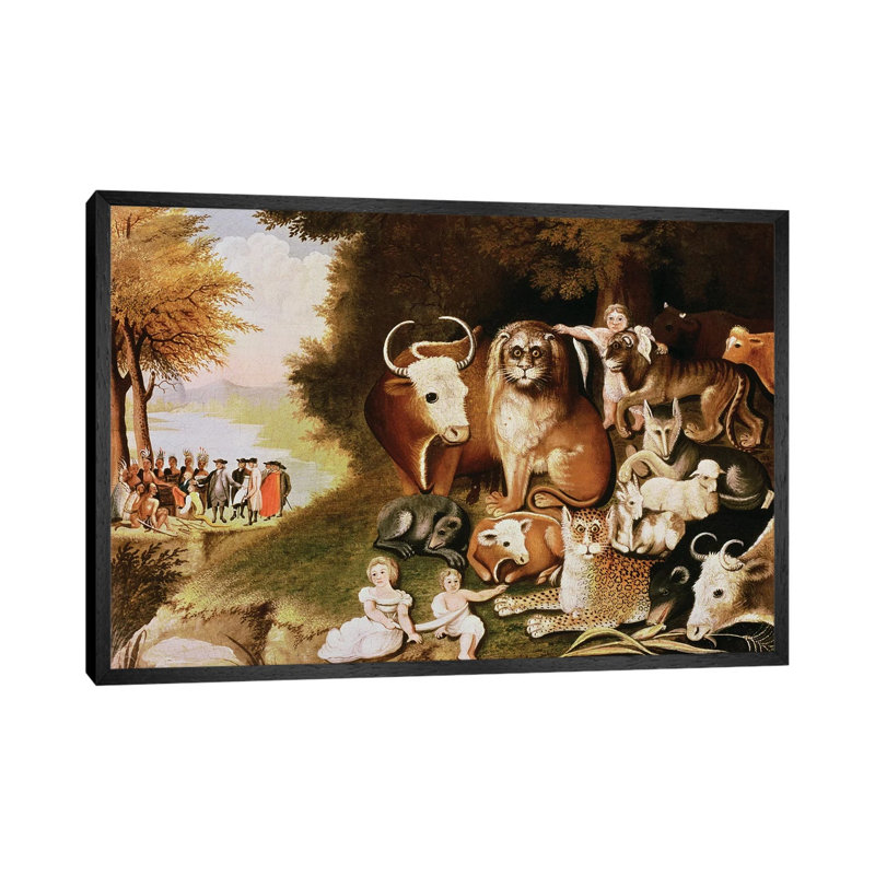 The Peaceable Kingdom, 1832-34 by Edward Hicks - Painting on Canvas, Black Framed, 45.72cm H x 66.04cm W x 3.81cm D