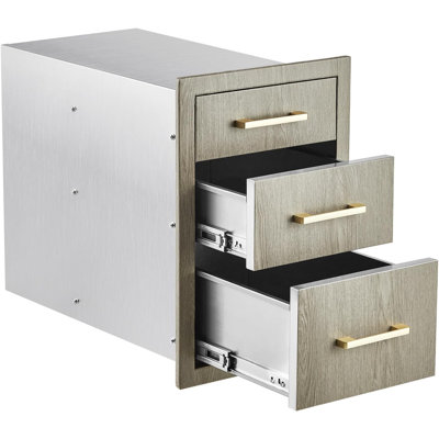 Trois tiroirs de cuisine d'extérieur en acier inoxydable l 15,6 po x H 20,5 po x P 20,3 po, montage encastré pour barbecue et barbecue de terrasse