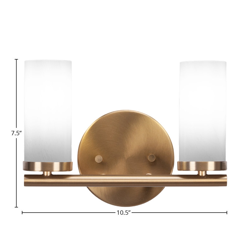 Trinity 2 Light Bath Bar Shown With 2.5" White Muslin Glass, New Age Brass, Black/Silver