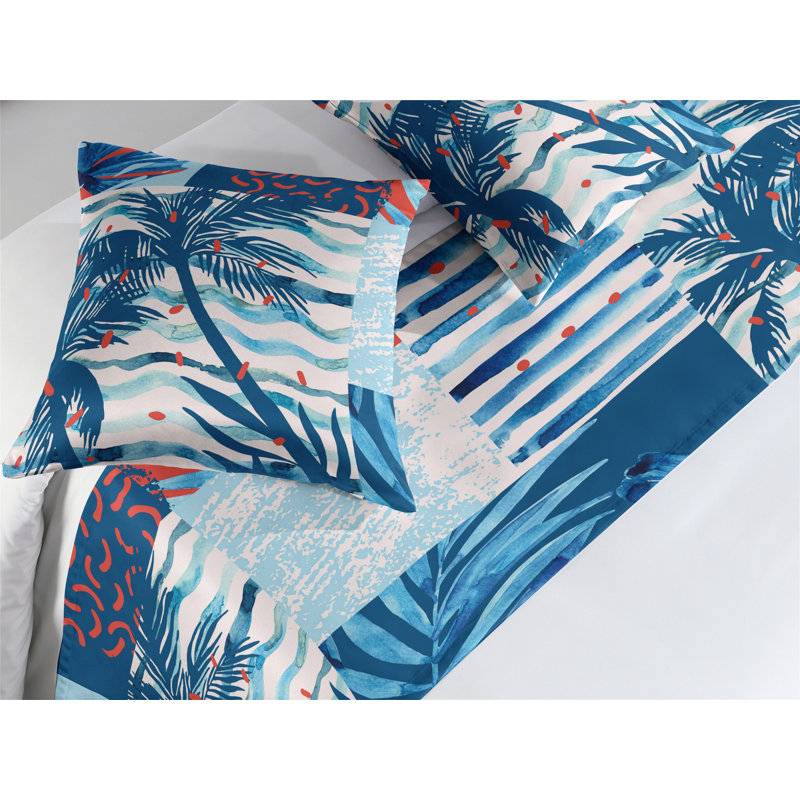Ensemble de chemin de lit Ambesonne Exotics Chill Hawaii Vibes Palmier lavande foncé rose foncé, Grand lit