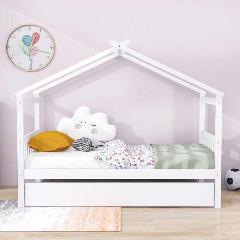 Lit plateforme avec couchette simple Prana, Blanc, Simple