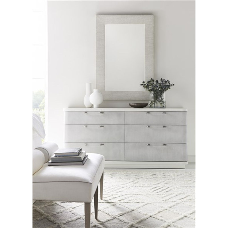 Brewster Rectangle Fabric Wall Mirror, Kimoni Natural