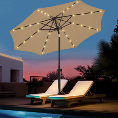  Solar LED Lighted Market Patio Umbrella with Crank & Tilt