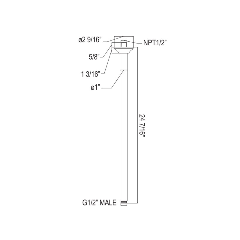 Rohl 24 7/16" Ceiling Shower Arm, Italian Brass