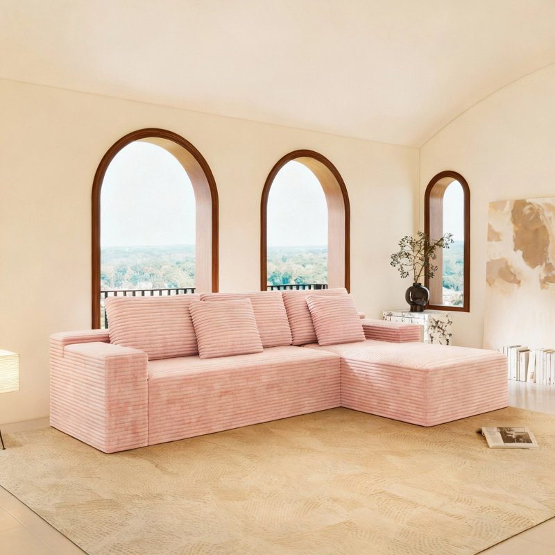 Canapé modulaire 104,3 x 68,9 po, Rose, Orienté à droite