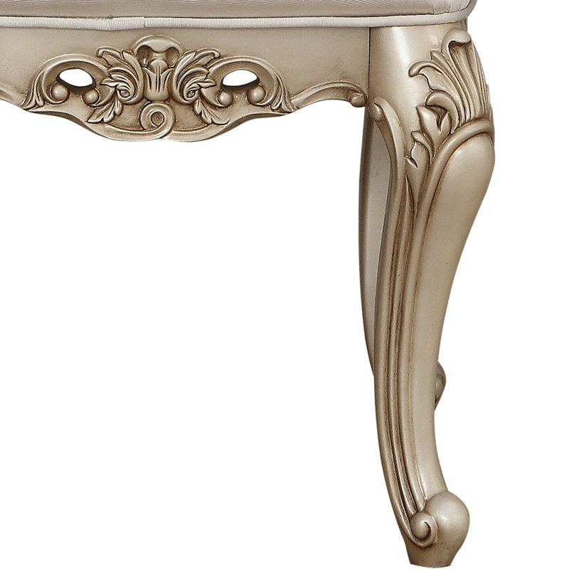 Tabouret de coiffeuse ivoire et ivoire doré avec pieds en cabriole