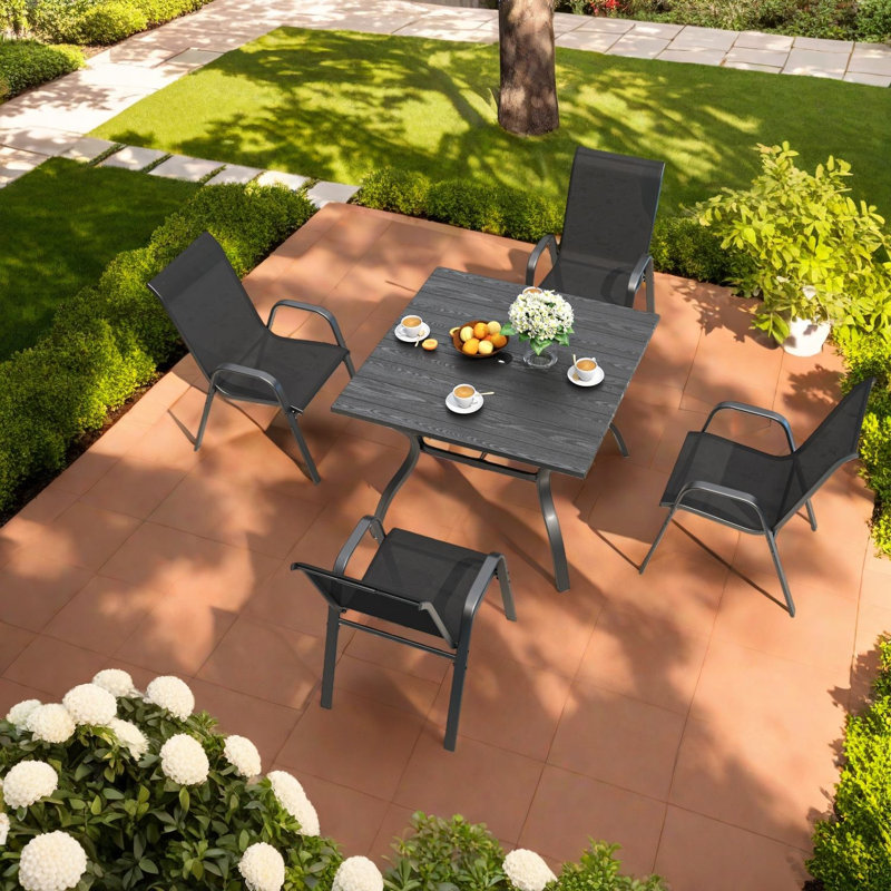 Ensembles de salle à manger de patio 5 pièces durables avec un design en métal rétro pour une utilisation extérieure