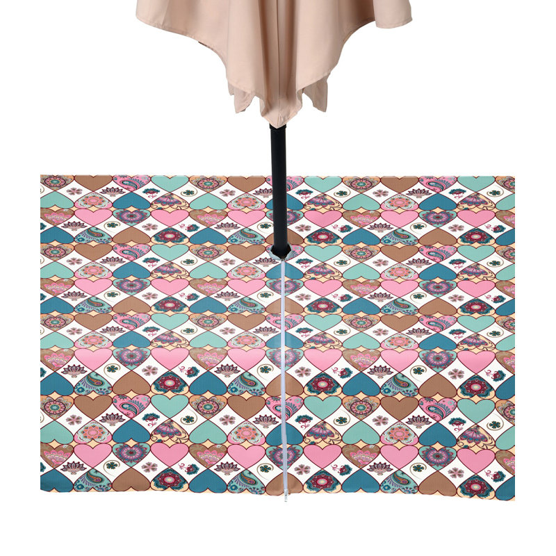 Pastel Bandana Hearts Water Repellent Tablecloth, 104" x 60"