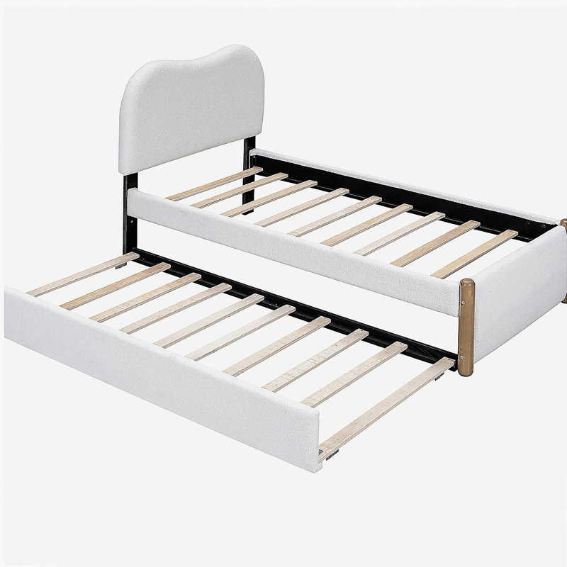 Lit plateforme moelleux avec pieds de soutien en bois et lit tiroir simple, Lit simple